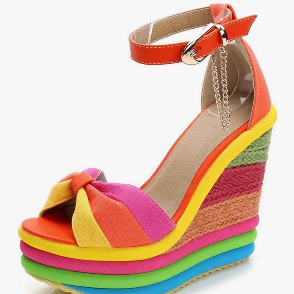 Rainbow Multicolor Platform Wedges - image 2